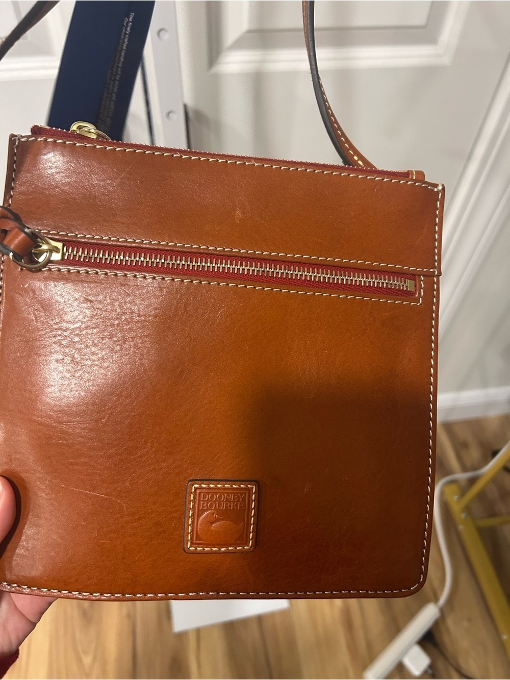 Dooney & Bourke Cognac Brown Leather Crossbody Bag - Picture 2 of 7